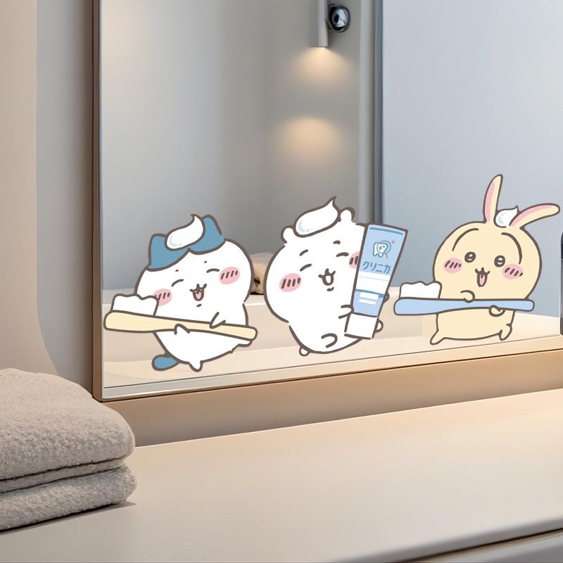 Home Edit Bathroom - Pegatinas de Espejo Chiikawa, Adhesivo Fuerte,