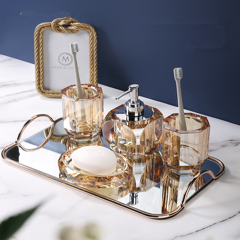 Glass Soap Dish - Juego de baño, dispensador de jabón