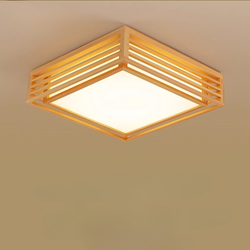 Japanese Home Bathroom Design - Lámpara de techo LED cuadrada de