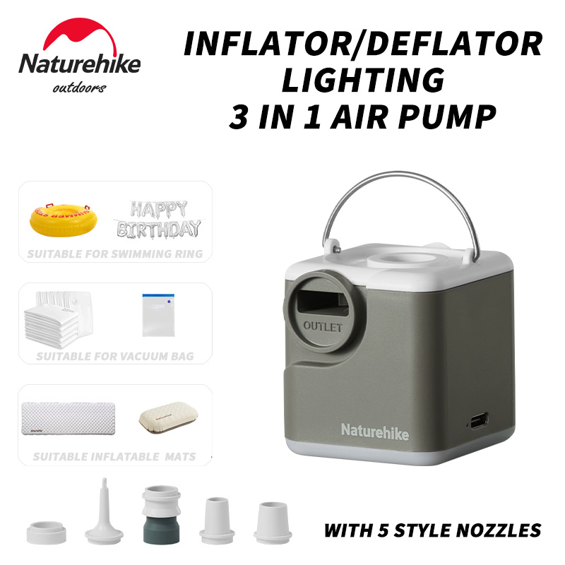 Bathtub Pillow Inflatable - Bomba infladora/desinfladora Naturehike, bomba inflable para