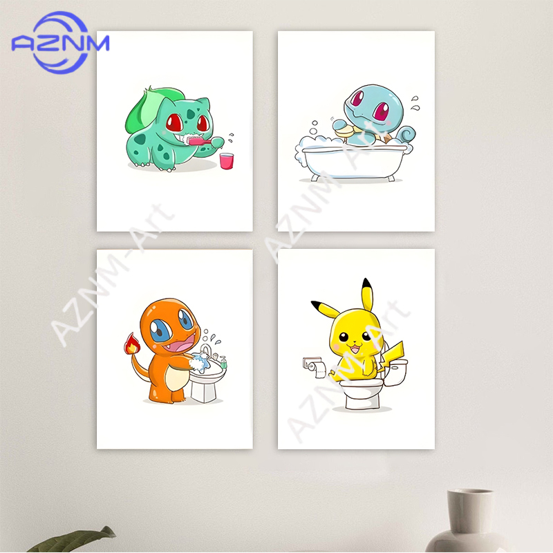 Home Bathroom Pictures - Pintura en lienzo divertida de dibujos