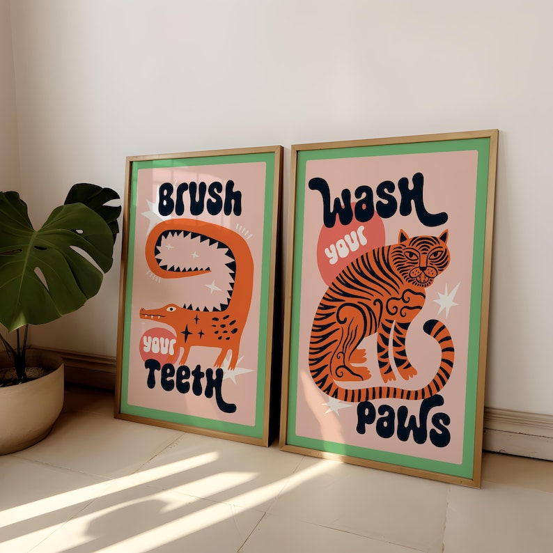 Home Bathroom Toilet - 2 unids/set Tigre lavar tus patas
