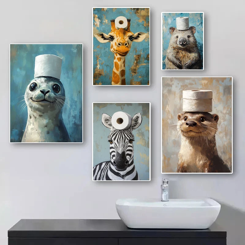 Póster de animales divertidos  - Home Bathroom Pictures reseña y precio