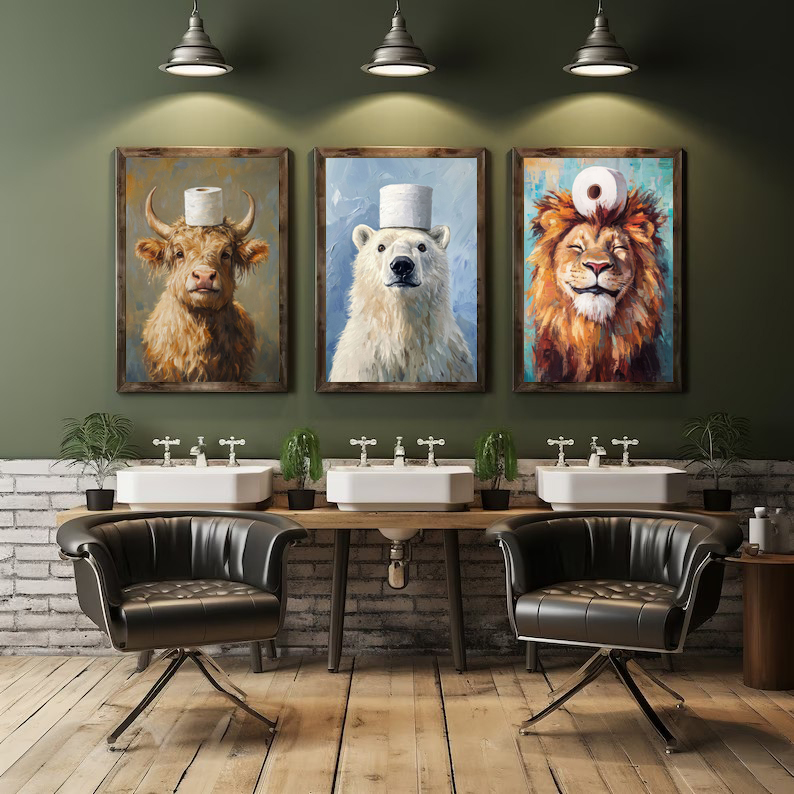 Póster de animales divertidos  - Home Bathroom Pictures reseña y precio