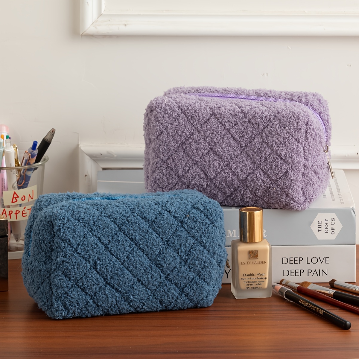 1 Bolsa de Maquillaje de Felpa - Japanese Home Bathroom Design reseña y precio
