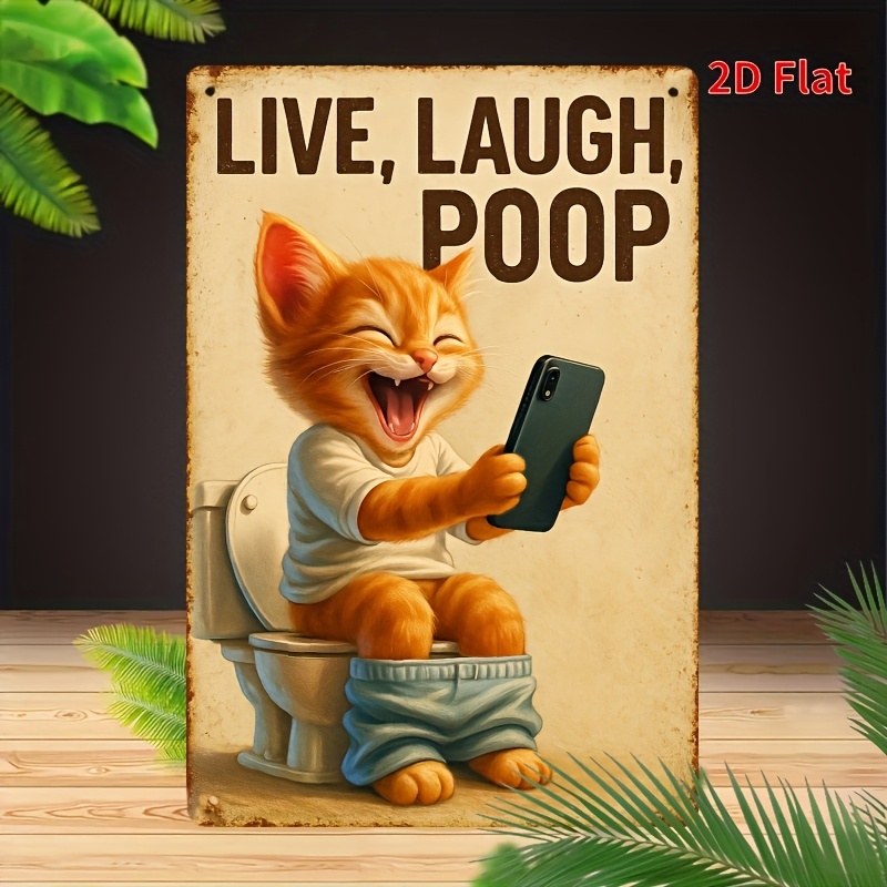 Divertido gato en el baño, art - Home Bathroom Sign reseña y precio